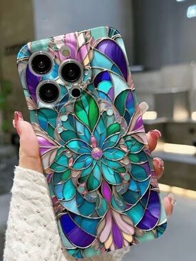 🦋 Beautiful Stained Glass Design iPhone 13 Pro Max Soft Protective Phone Cover